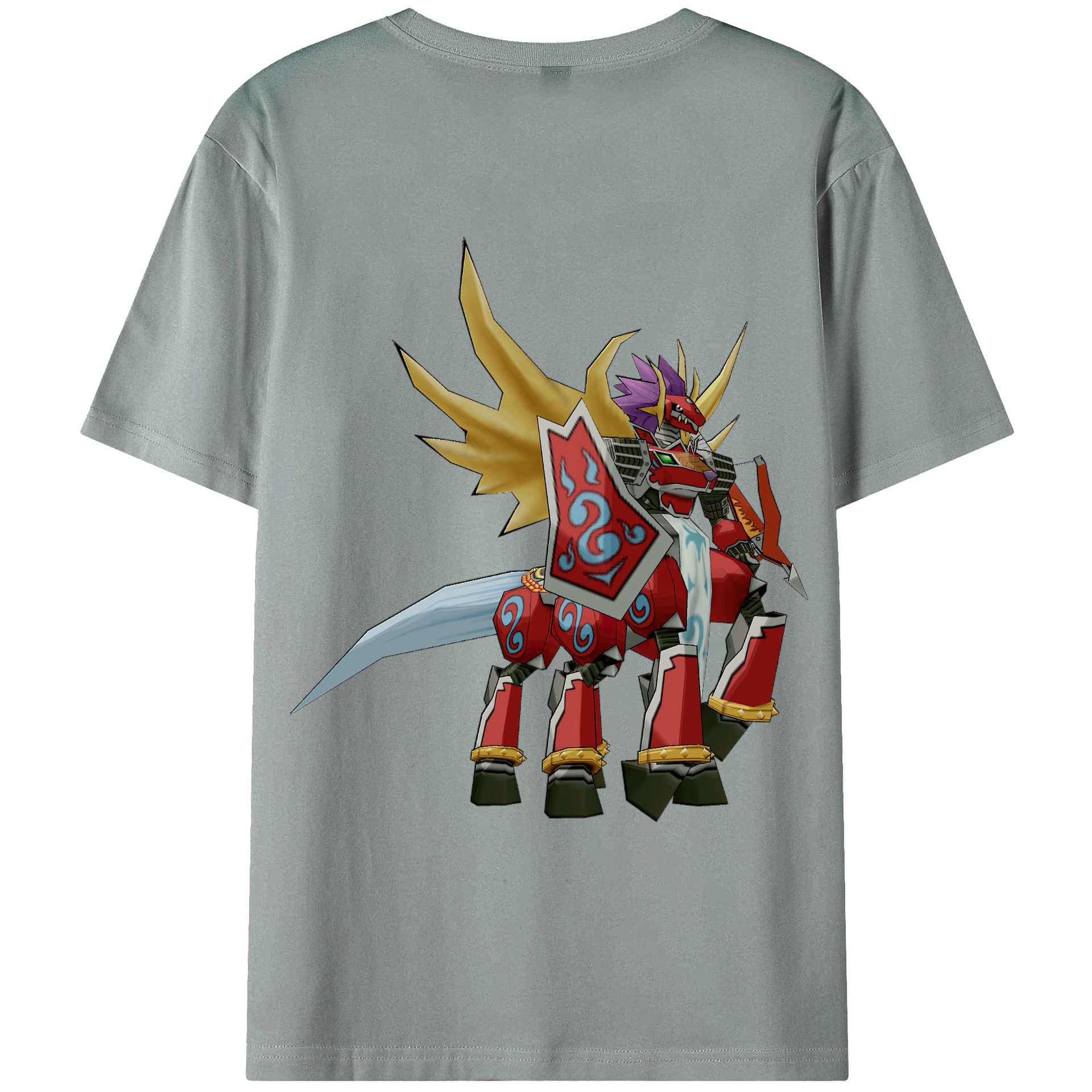 （画像用） Digimon デジタルモンスター/デジモン 綿100％ メンズ半袖Tシャツ（バックプリント） 通気性